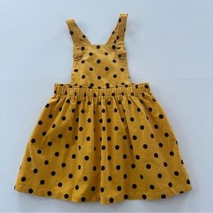 Little Me 4T Toddler Girl Mustard Yellow Corduroy Jumper Dress Polka Dot NWT